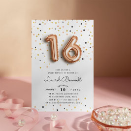 Rose Gold Balloons | Süße 16 Party Einladungen