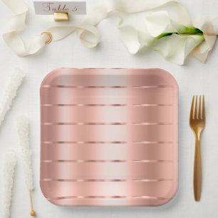 Rose Gold-Band Brautparty Pappteller