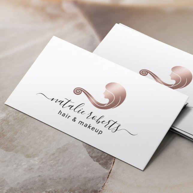 Rose Gold Beauty Logo Hair Stylist Makeup Artist Visitenkarte (Von Creator hochgeladen)