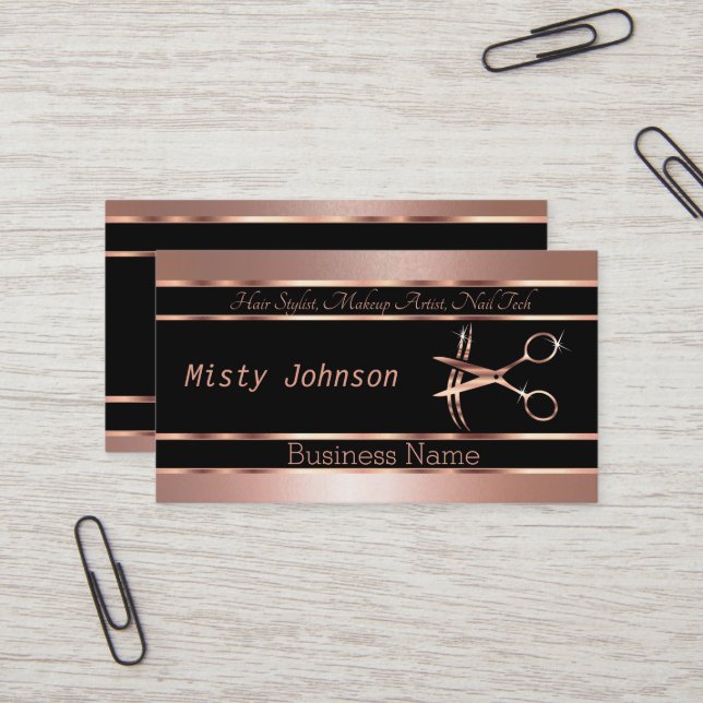 Rose Gold Beauty Salon Design Business Card Visitenkarte (Vorderseite/Rückseite Beispiel)