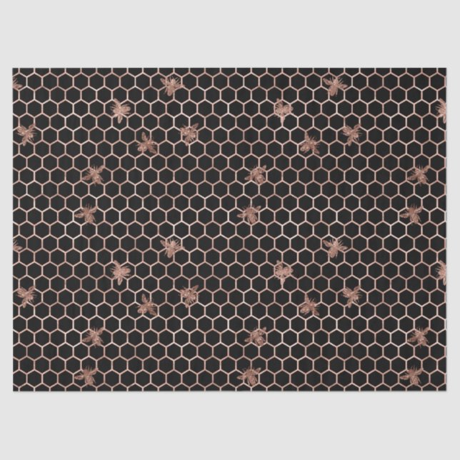 Rose Gold Bee Series Design 7 Tissue Paper Seidenpapier (Vorderseite)
