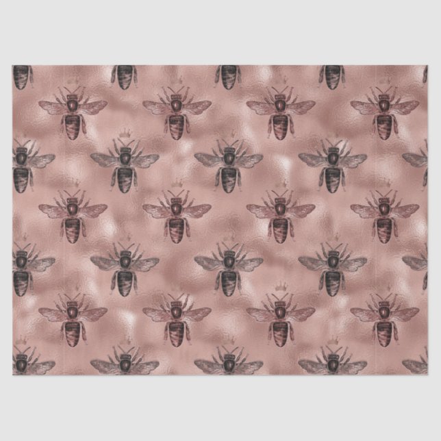 Rose Gold Bee Series Design 9 Tissue Paper Seidenpapier (Vorderseite)