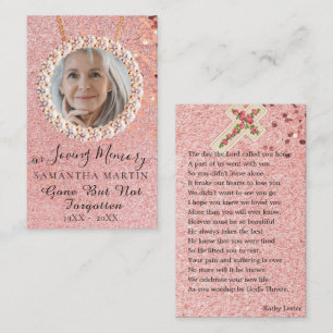 Rose Gold Beerdigung Memorial Gebet Fotokarte Visitenkarte