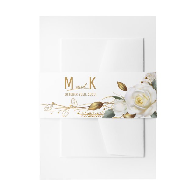 Rose Gold Bio Blumenhochzeit Einladungsbanderole (Vorderseite Beispiel)