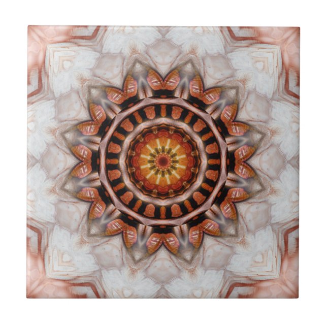 Rose Gold Bird Feather Geometric Muster Tile Fliese (Vorderseite)