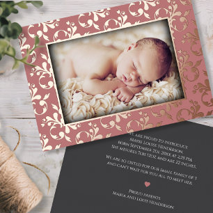 Rose Gold Birth Announcement Foil Card Folien Feiertagskarte