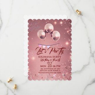 Rose Gold Birthday Invitation Template: Let's Part Save The Date