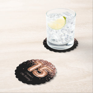 Rose Gold Black 15. Geburtstagsparty Untersetzer