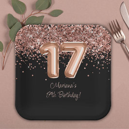 Rose Gold Black 17. Geburtstagsparty Pappteller