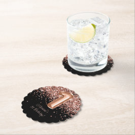 Rose Gold Black 1. Geburtstag Party Untersetzer