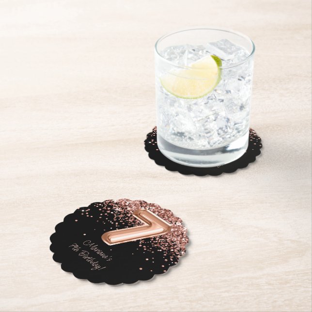 Rose Gold Black 7. Geburtstagsparty Untersetzer (Vor Ort)
