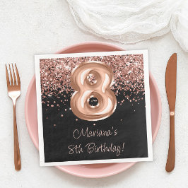 Rose Gold Black 8. Geburtstagsparty Serviette