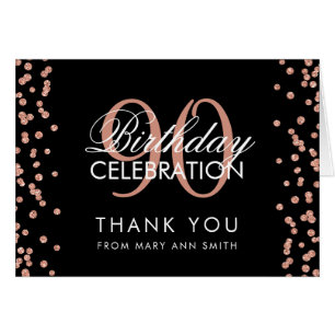 Rose Gold Black 90. Geburtstag Vielen Dank Glitzer