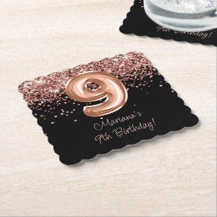 Rose Gold Black 9. Geburtstagsparty Untersetzer