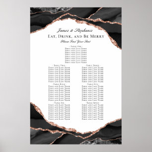 Rose Gold Black Agate Hochzeitstabelle Poster