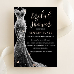 Rose Gold Black Butterfly Dress Brautparty Folieneinladung