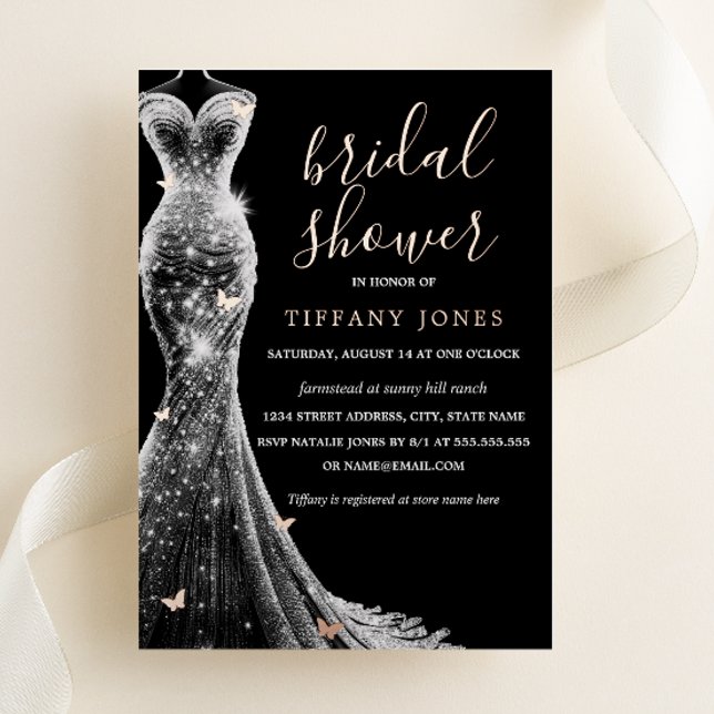 Rose Gold Black Butterfly Dress Brautparty Folieneinladung (Von Creator hochgeladen)