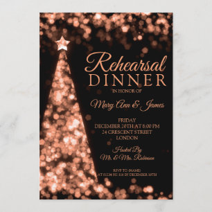 Rose Gold Black Christmas Probe Dinner Einladung