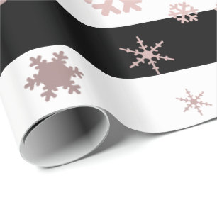 Rose Gold & Black Christmas Snowflake Muster Geschenkpapier