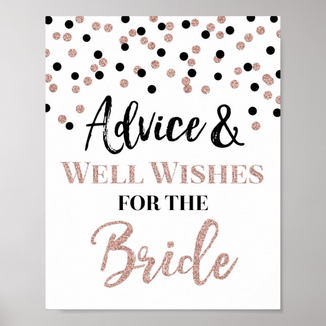 Rose Gold Black Confetti Beratung für das Bride-Ze Poster (Vorne)