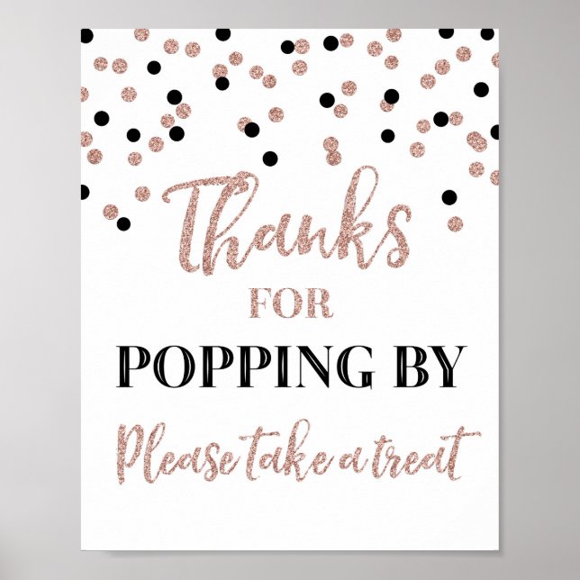 Rose Gold Black Confetti dank Popping by Sign Poster (Vorne)