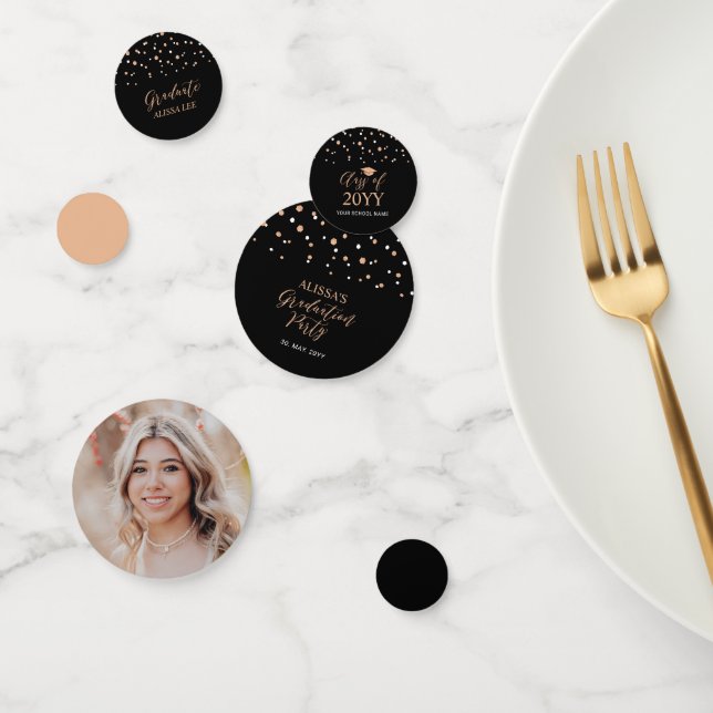 Rose Gold & Black Confetti Graduation Party Dekora Konfetti (Gruppe)