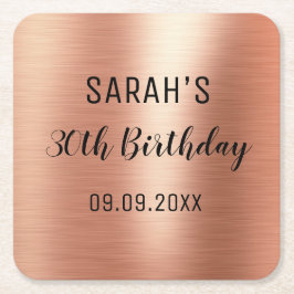 Rose Gold Black Elegant jedes Alter 30. Geburtstag Rechteckiger Pappuntersetzer