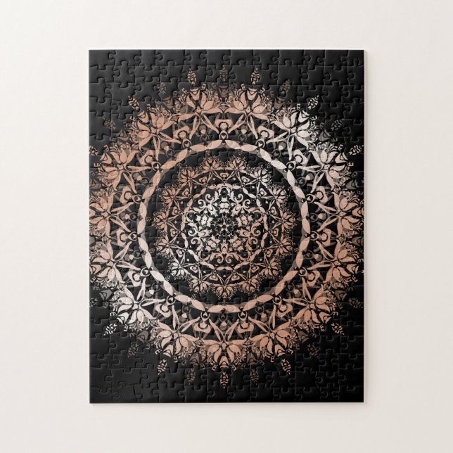 Rose Gold Black Floral Mandala Puzzle (Vertikal)