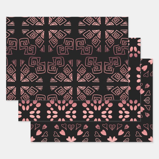 Rose Gold Black Geschenkpapier Set (Set)