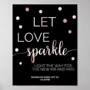 Rose Gold & Black Glam Confetti Sparkler abschicke Poster