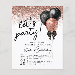 Rose Gold Black Glitzer Ballon Geburtstag