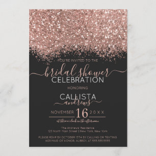 Rose Gold Black Glitzer Confetti Brautparty Einladung