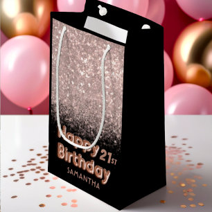 Rose Gold & Black Glitzer Happy Geburtstag jedes A Kleine Geschenktüte