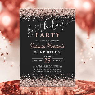 Rose Gold Black Glitzer jedes Alter Geburtstag Einladung
