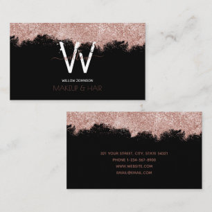 Rose Gold Black Glitzer Makeup Artist Friseur Salo Visitenkarte