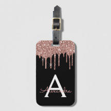 Rose Gold Black Glitzer Sparkone Monogramm