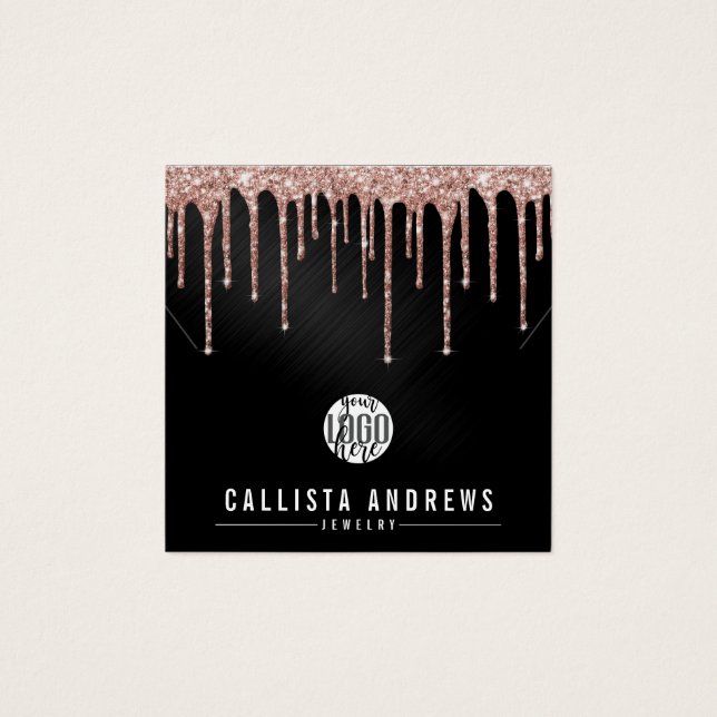 Rose Gold Black Glitzer Tropfen Logo-Bildschirm (Vorderseite)