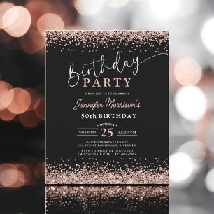 Rose Gold Black jedes Alter 50. Geburtstag Flyer