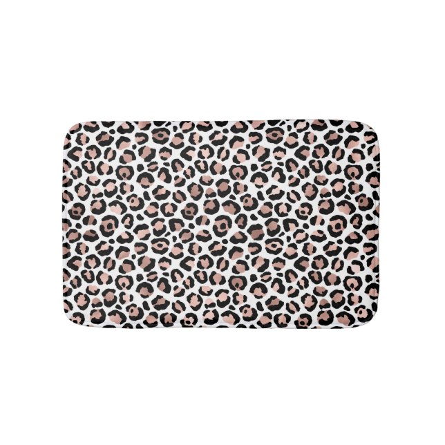 Rose Gold Black Leopard Printcheetah trendy Badematte (Vorderseite)