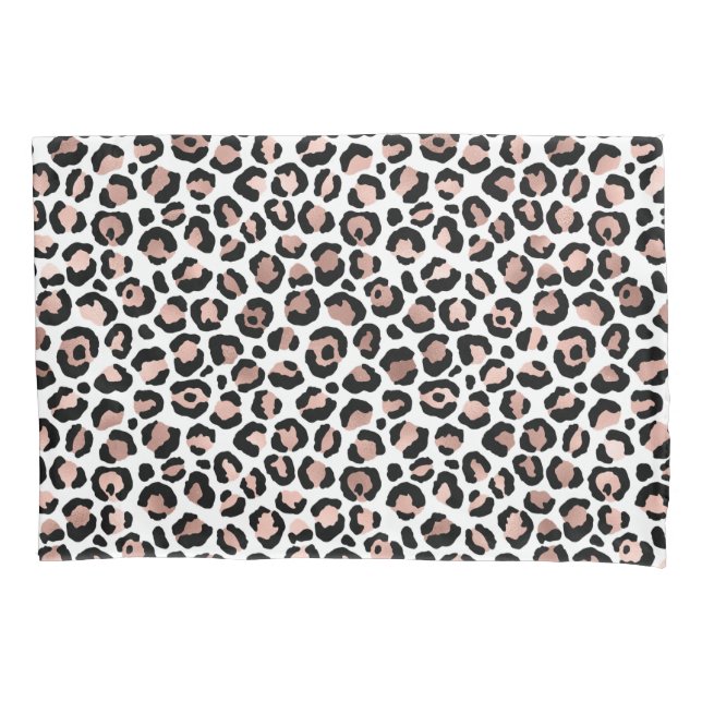 Rose Gold Black Leopard Printcheetah trendy Kissenbezug (Vorderseite-Links)