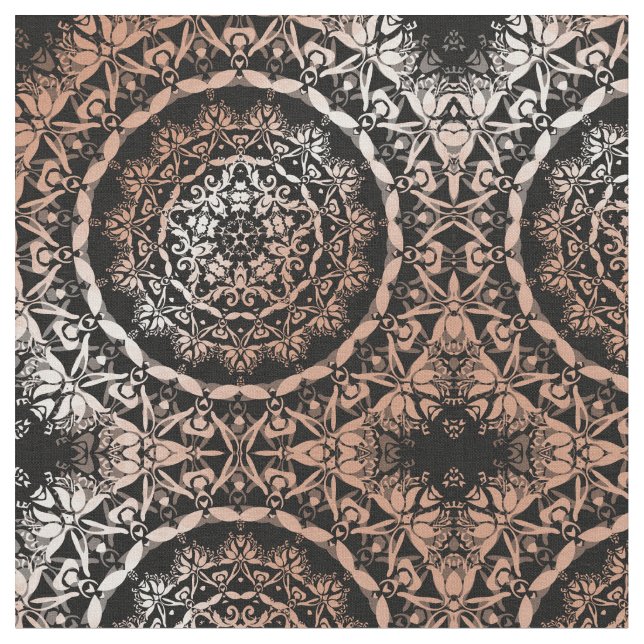 Rose Gold Black Mandala Pattern Stoff (Nahaufnahme)