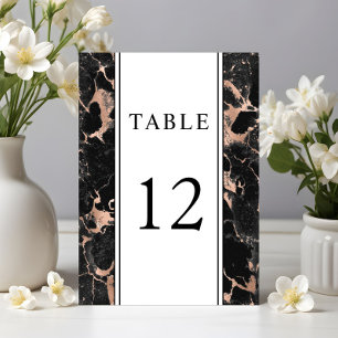 Rose Gold Black Marble Wedding Tischnummer