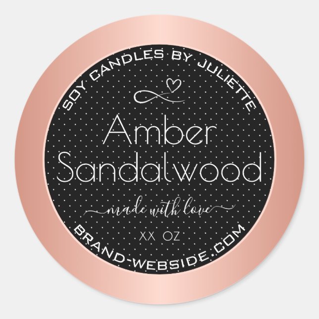 Rose Gold Black Soy Wax Kerzen Packing Labels Runder Aufkleber (Vorderseite)