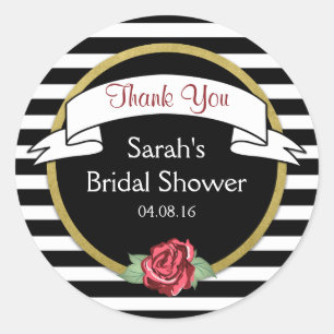 Rose Gold Black Stripes Brautparty Vielen Dank Runder Aufkleber