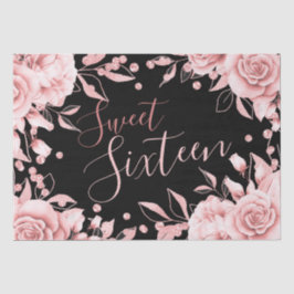Rose Gold Black Sweet 16 Geburtstagsparty Floral Seidenpapier