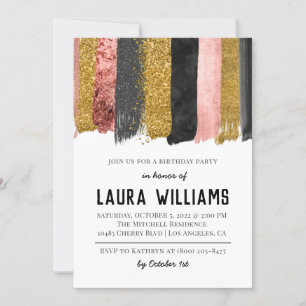 Rose Gold & Black Tape Einladung zum Geburtstag