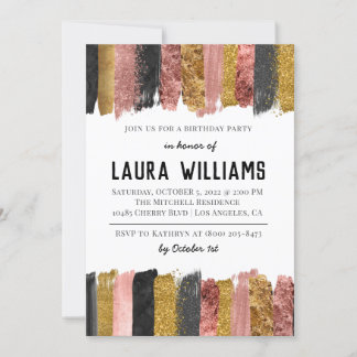 Rose Gold & Black Tape Einladung zum Geburtstag