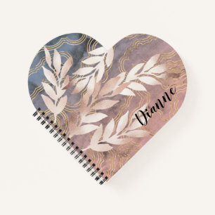 Rose-Gold-Blatt-Sprays auf abstraktem Hintergrund  Notizbuch