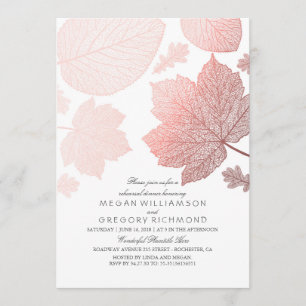 Rose Gold Blätter Elegante Herbst Probe Abendessen Einladung