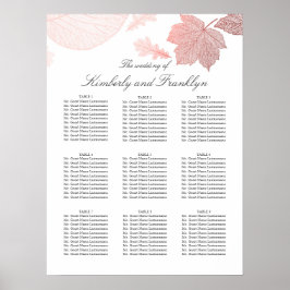 Rose Gold Blätter Hochzeit im Herbst Seekarte Poster